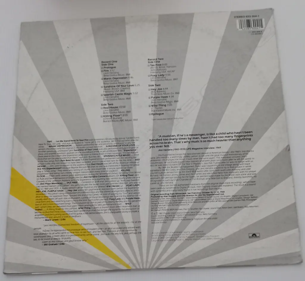 The Jimi Hendrix Experience, Live At Winterland, (Double Album) Image 1++